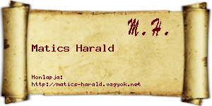 Matics Harald névjegykártya
